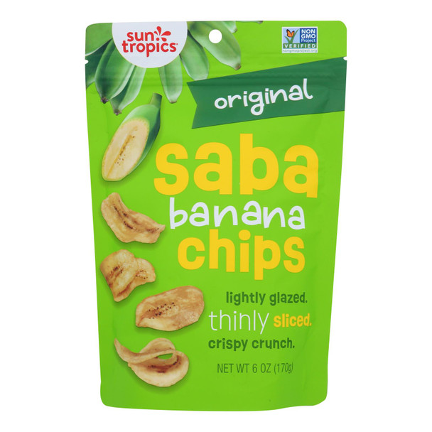 Sun Tropics Island Saba Banana Chips, Original  - Case of 12 - 6 OZ