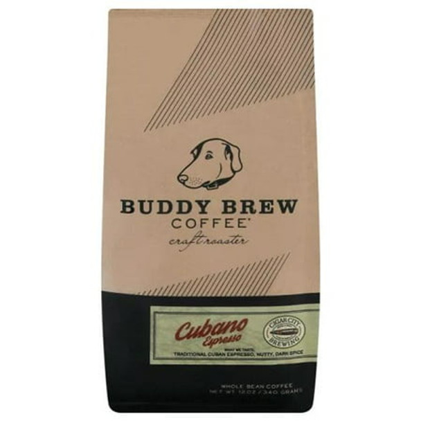 Buddy Brew - Coffee Whole Bean Cubano Espresso - Case of 6-12 OZ