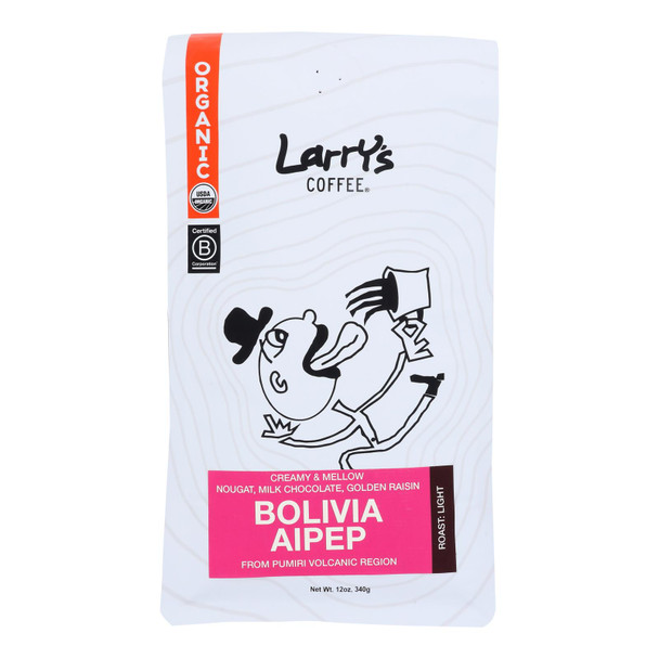 Larry's Coffee - Coffee Bolivia Light Whole Bean - Case of 6 - 12 OZ