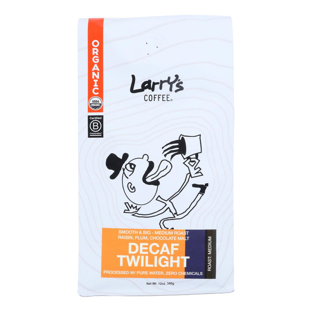 Larry's Coffee Decaf Twilight Coffee Beans  - Case of 6 - 12 OZ