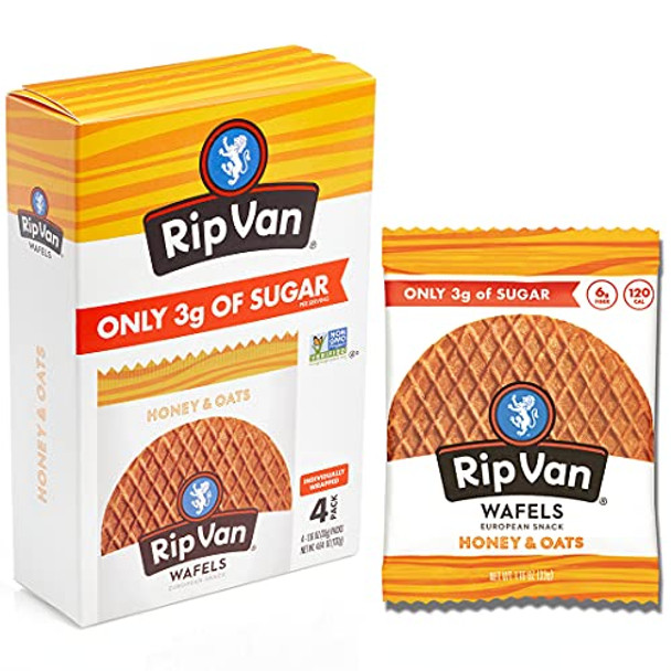 Rip Vanilla Wafels - Wafel Honey & Oats 4pack - Case of 12-4.64 OZ