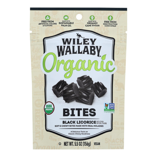 Wiley Wallaby - Bites Black Licorice - Case of 8-5.5 OZ