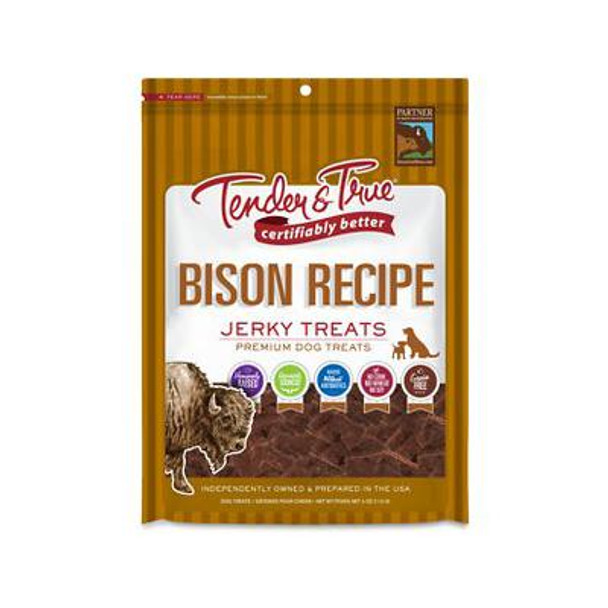 Tender & True - Dog Treat Bison Recipe Jerky - Case of 10-4 OZ