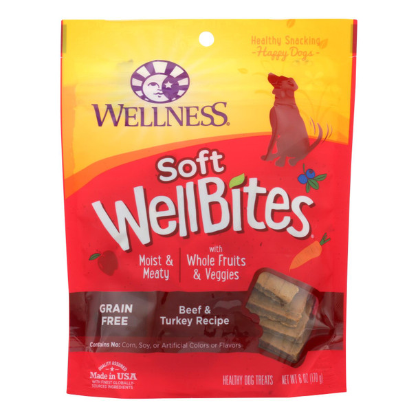 Wellness Pet Products - Dog Treats Soft Whole Bean Beef Turkey - Case of 8 - 6 OZ