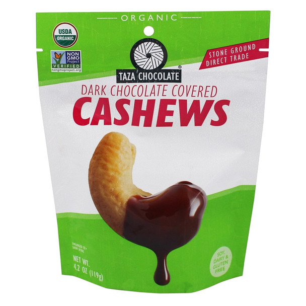 Taza Chocolate - Cashews Chocolate Covered - Case of 12-3.5 OZ