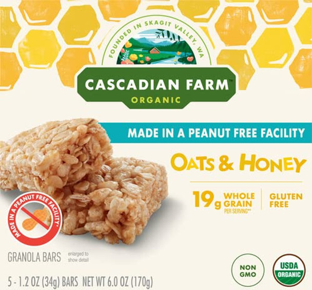 Cascadian Farm - Bar Oats N Honey 5ct - Case of 6-6 OZ