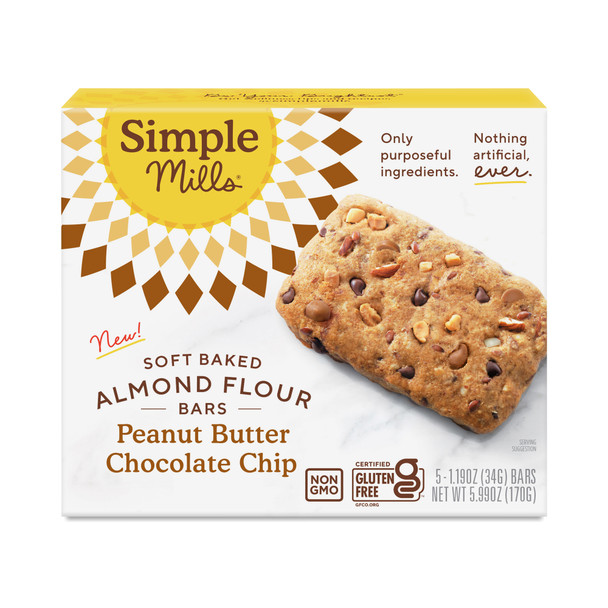 Simple Mills - Bar Soft Baked Peanut Butter Chocolate Chip - Case of 6-5.99 OZ