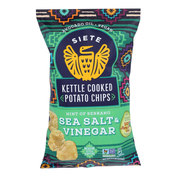 Siete - Kettle Chips Serrano Sea Salt Vinegar - Case of 6-5.5 OZ