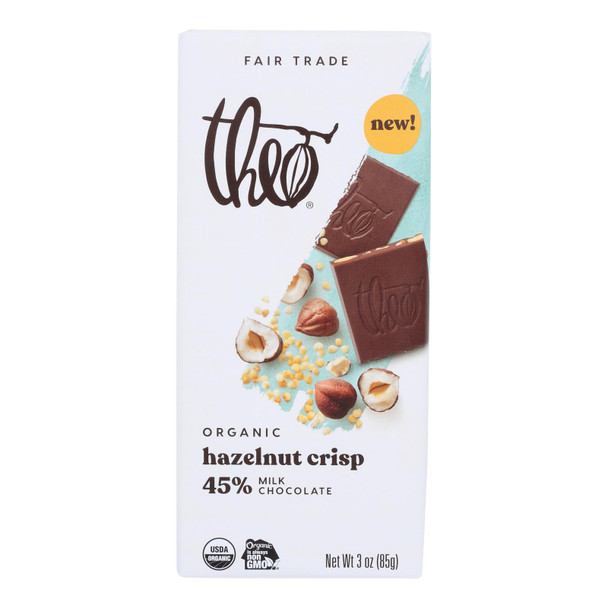 Theo Chocolate - Bar Chocolate Hazelnut Crisp - Case of 12-3 OZ