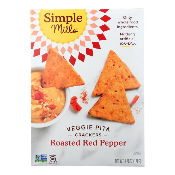 Simple Mills - Cracker Pita Roasted Red Pepper - Case of 6-4.25 OZ