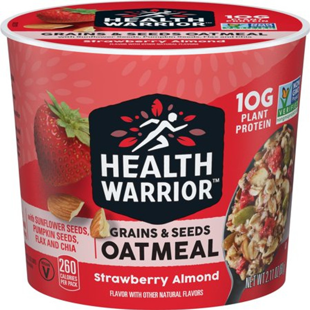 Health Warrior - Oatmeal Cup Strawberry Almond - Case of 12-2.11 OZ