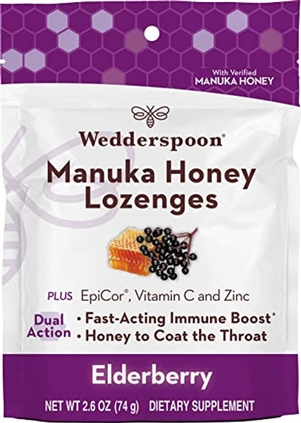 Wedderspoon - Lozenges Manuka Honey Elderberry - Case of 6-2.6 OZ