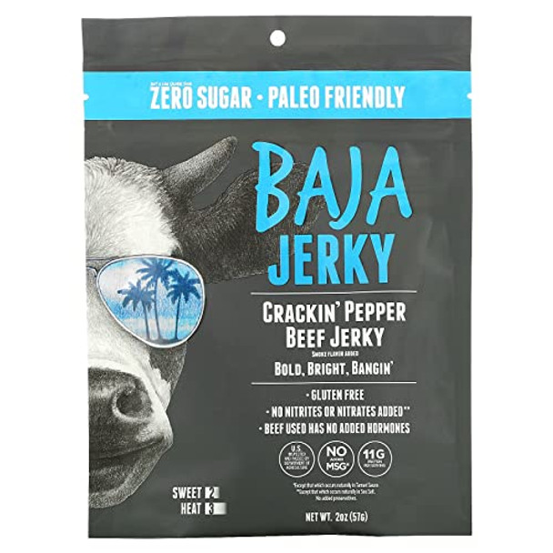 Baja Jerky - Beef Jerky Crackin Pepper - Case of 12-2 OZ