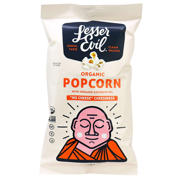 Lesser Evil - Popcorn No Cheese Cheesiness - Case of 18-.88 OZ