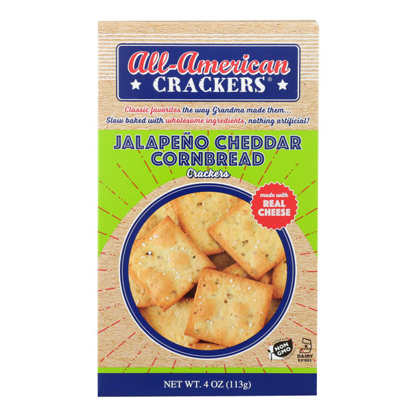 All American Crackers - Crackers Cornbread Jalapeno Cheddar - Case of 6-4 OZ