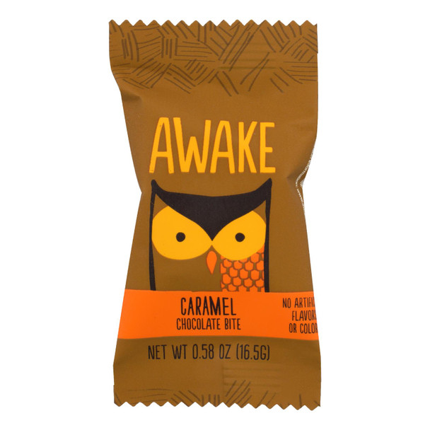 Awake Chocolate - Bites Chocolate Caramel - Case of 50-.58 OZ