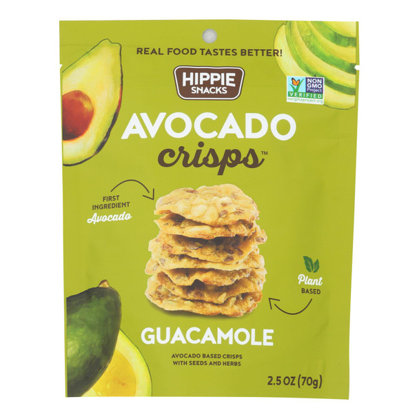 Hippie Snacks - Avocado Crisps Guacamole - Case of 8-2.5 OZ