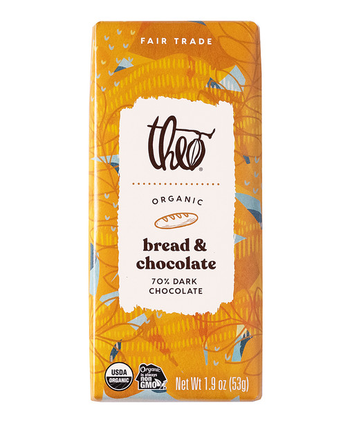 Theo Chocolate - Bar 70% Dark Bread & Chocolate - Case of 12-1.9 OZ