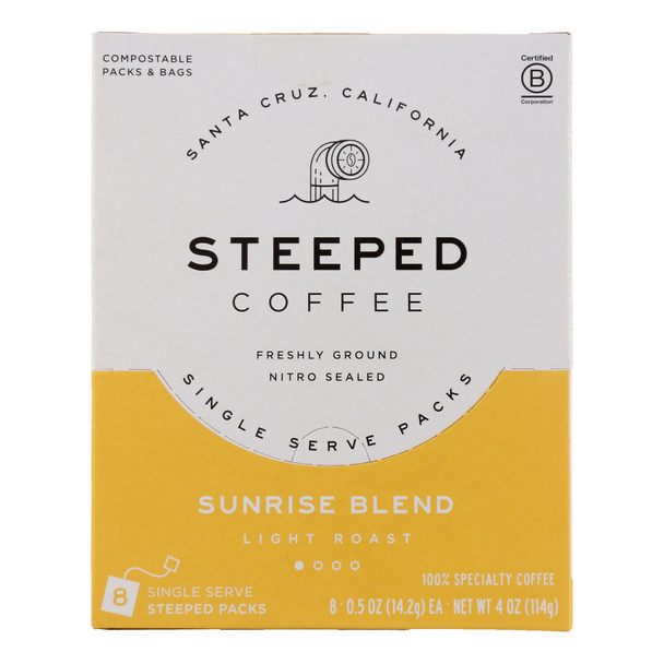 Steeped Coffee - Single Serve Coffee Sunrise Blend Light Roast - Case of 3-8 CT