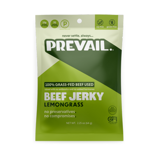 Prevail - Jerky Beef Lemongrass - Case of 8-2.25 OZ