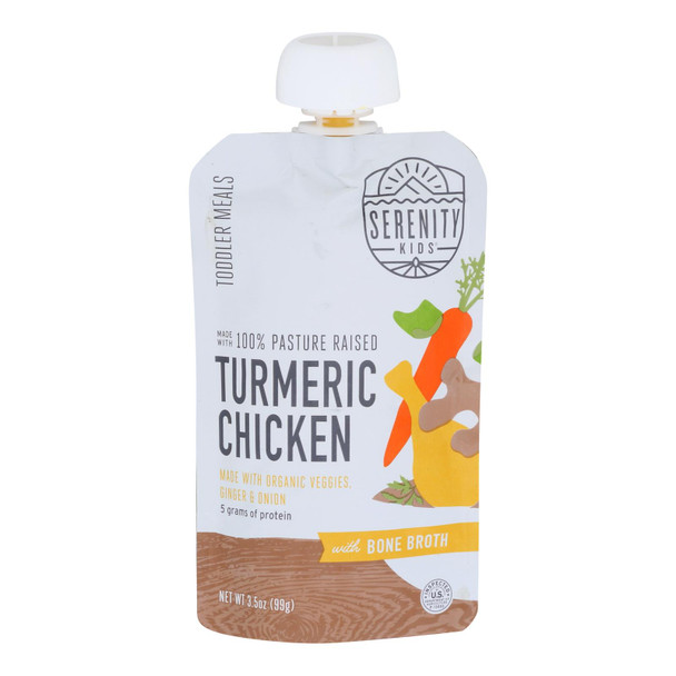 Serenity Kids - Pouch Turmeric Chicken Bone Broth - Case of 6-3.5 OZ