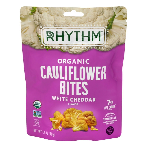 Rhythm Superfoods - Cauliflower Bites White Cheddar - Case of 8-1.4 OZ