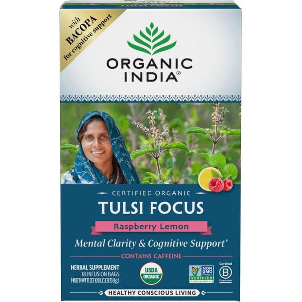 Organic India - Tulsi Focus Raspberry Lemon - Case of 6-18 CT