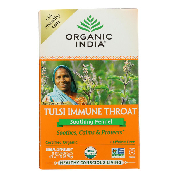Organic India - Tulsi Organic Immune Throat - Case of 6-18 CT