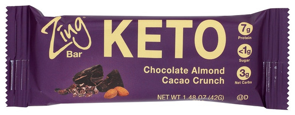 Zing Bar - Bar Keto Chocolate Almond Cacao Crunch - Case of 12-1.41 OZ