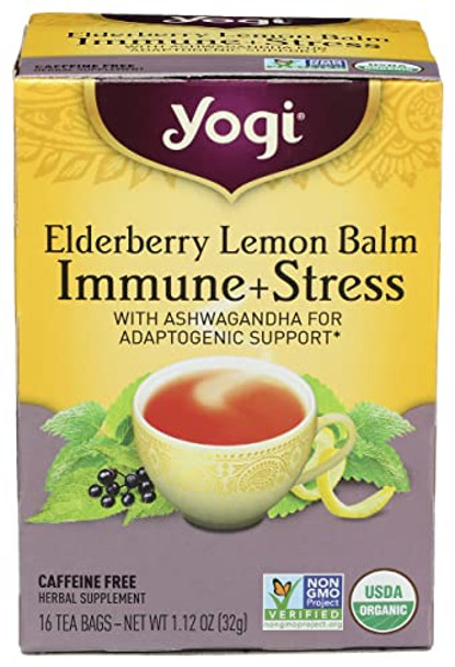 Yogi - Tea Elderberry Lemon Balm Immune + Stress - Case of 6-16 BAG