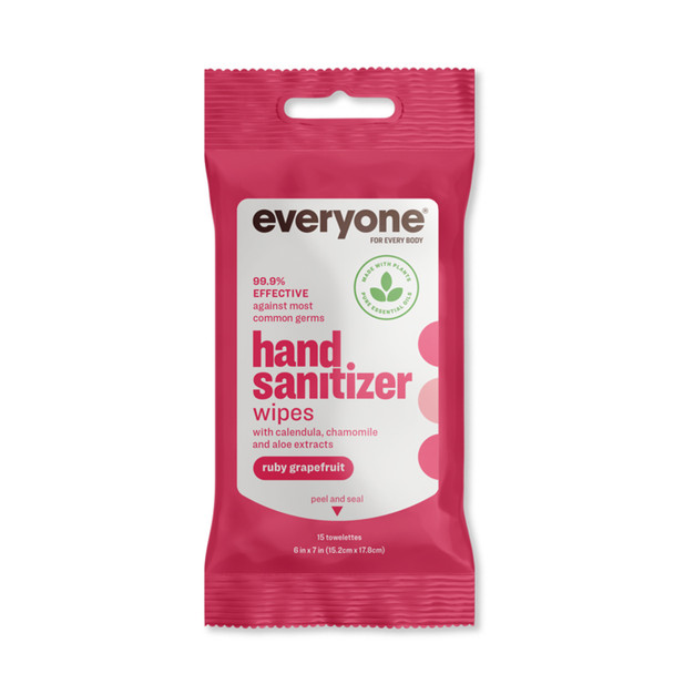 Everyone - Hand Sanitizer Wipes Ruby Grapefruit - Case of 6-15 CT