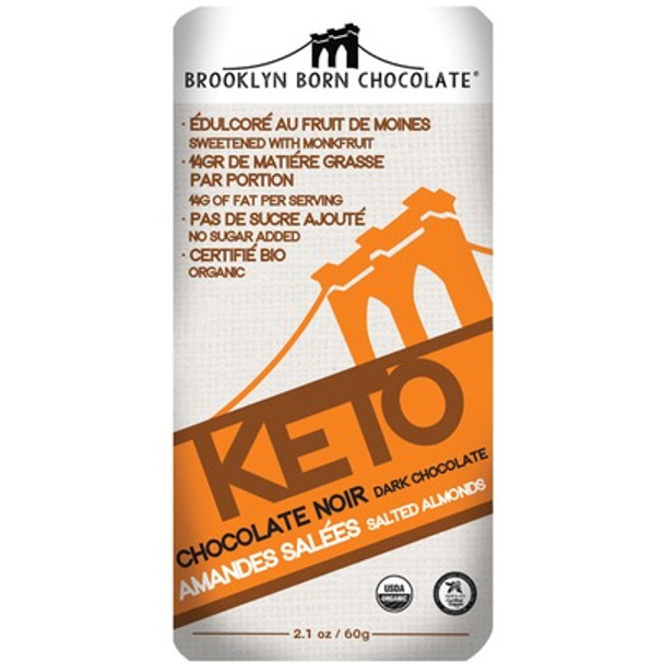 Brooklyn Born Chocolate - Bar Chocolate Salted Almond Keto - Case of 12-2.1 OZ