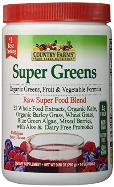 Country Farms - Super Greens Powder Unflavored - 1 Each-10.6 OZ