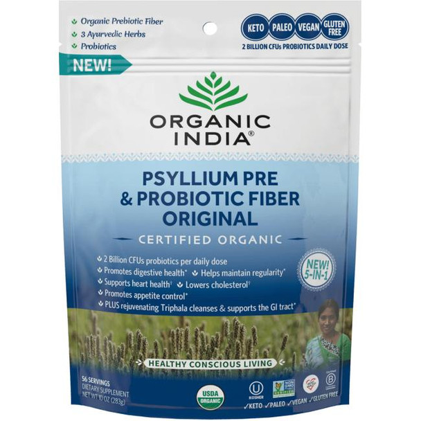 Organic India - Psyllium Pre & Probiotic Fiber Organic - Case of 4-10 OZ