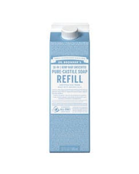 Dr. Bronner's 18-in-1 Baby Unscented Castile Soap 32 fl. oz. refill carton