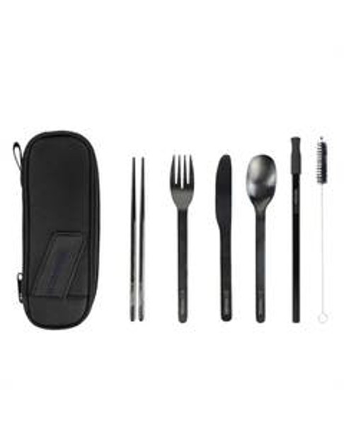 EcoVessel Black Shadow WanderWare 6 Piece Utensil Set