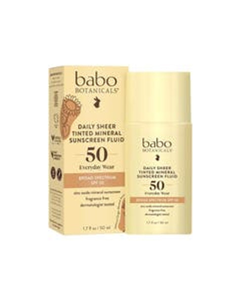 Babo Botanicals Daily Sheer Tinted Mineral Sunscreen Fluid SPF 50 1.7 fl. oz.