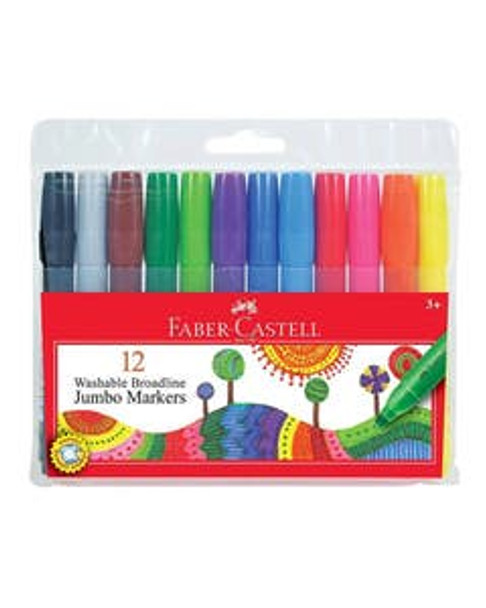 Faber Castell Broadline Tip Jumbo Washable Markers 12 Count (Ages 3+)