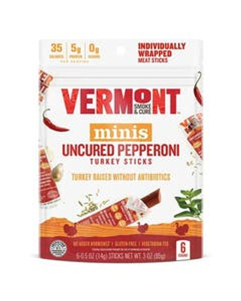 Vermont Smoke & Cure Uncured Pepperoni Turkey Mini Sticks 6 count
