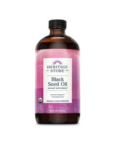 Heritage Store Organic Black Seed Oil 16 fl. oz. glass bottle