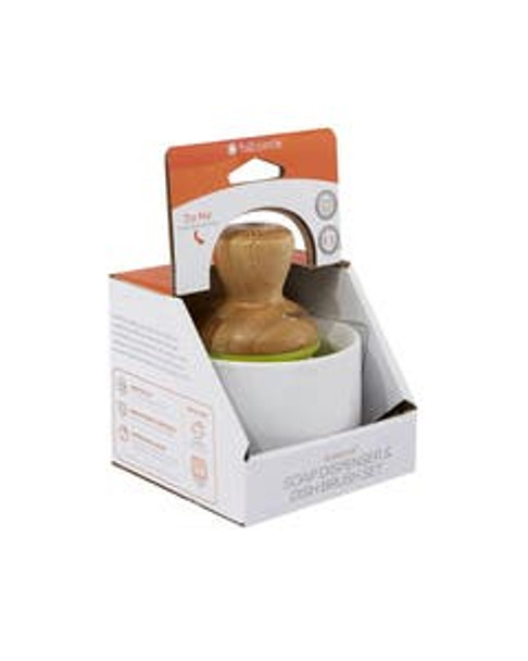 Full Circle White Bubble Up Dish Brush & Ceramic Dish