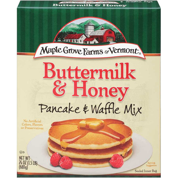 Maple Grove Farms - Pancake and Waffle Mix - Buttermilk and Honey - Case of 6 - 24 oz.