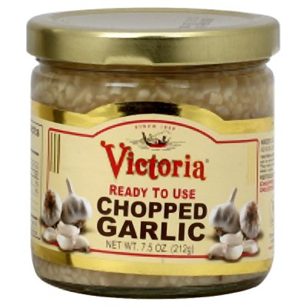 Victoria Garlic In Water - Chopped - Case of 12 - 7.5 oz.