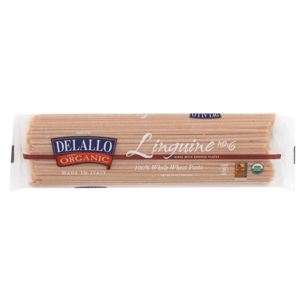 Delallo - Organic Whole Wheat Linguine Pasta - Case of 16 - 1 lb.