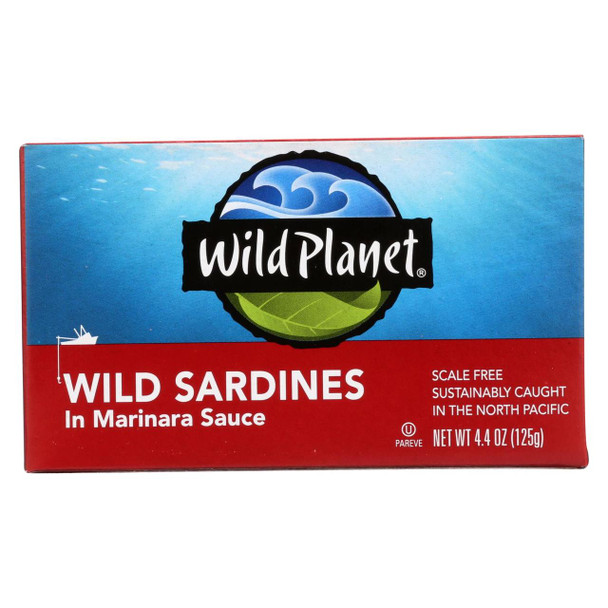 Wild Planet Sardines - Marinara Sauce - Case of 12 - 4.375 oz.