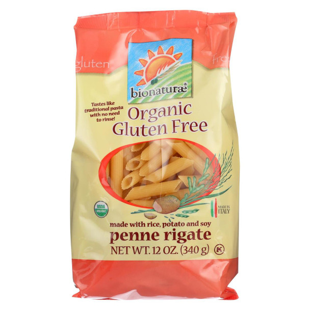 Bionaturae Pasta - Organic - Gluten Free - Penne Rigate - 12 oz - case of 12