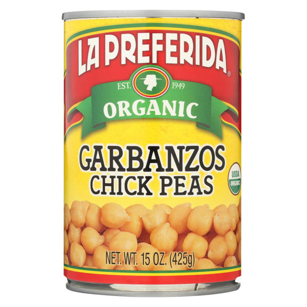 La Preferida Orgnic Chickpeas/Garbanzo Beans - Case of 12 - 15 oz
