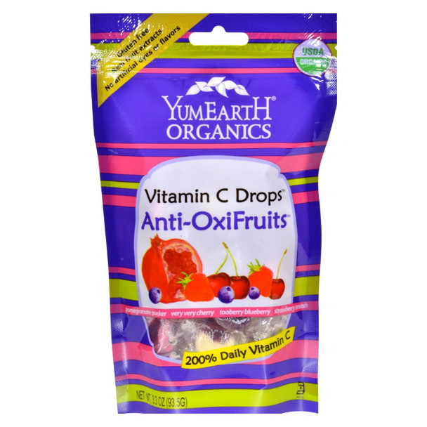 Yummy Earth Organic Vitamin C Drops - Anti-Oxifruits - Case of 6 - 3.3 oz