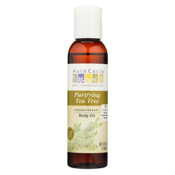 Aura Cacia - Aromatherapy Bath Body and Massage Oil Tea Tree Harvest - 4 fl oz
