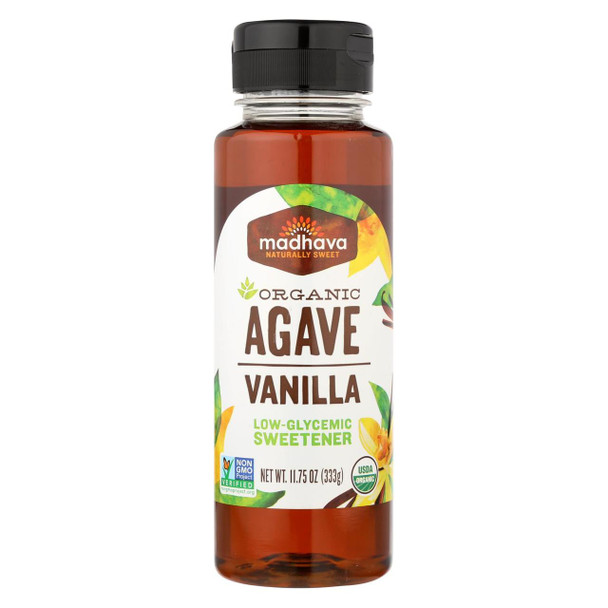 Madhava Honey Organic Agave Nectar - Vanilla - Case of 6 - 11.75 Fl oz.